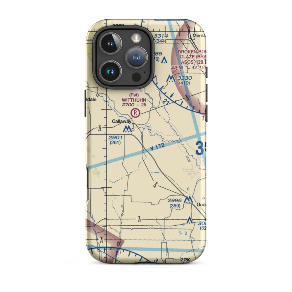 Hoesel Airport (6NE9) VFR Sectional  Tough iPhone Case iPhone 16 Pro Max model shown