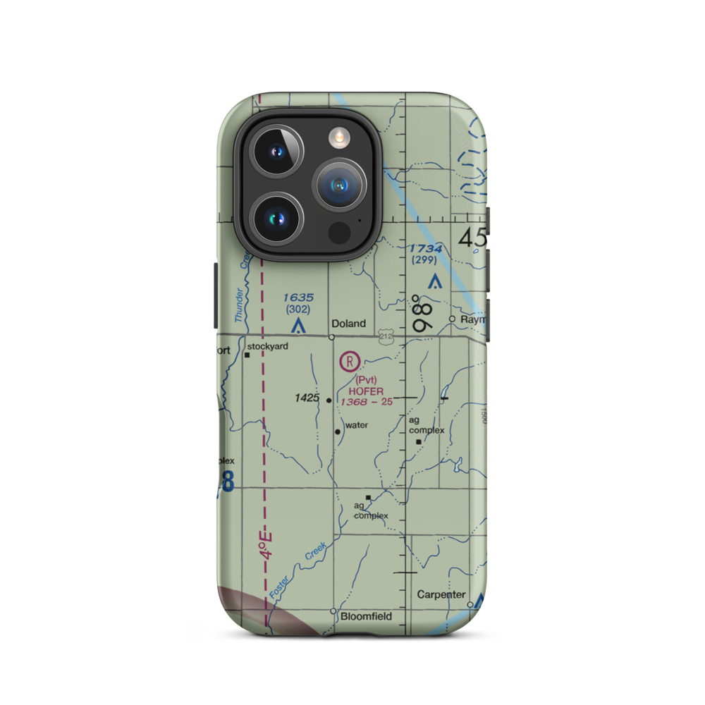 Hofer Private Airport (SD13) VFR Sectional  Tough iPhone Case iPhone 16 Pro model shown