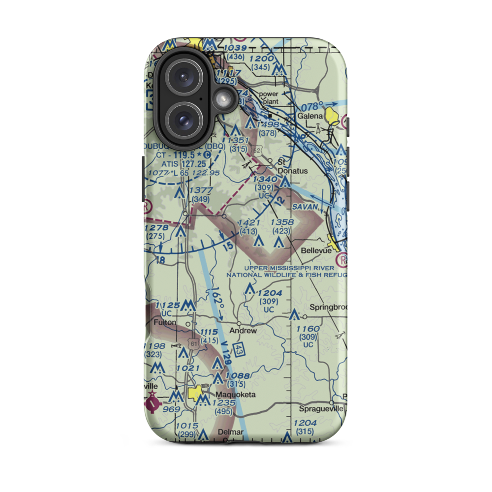 Hoff Airport (IA02) VFR Sectional  Tough iPhone Case iPhone 16 Plus model shown