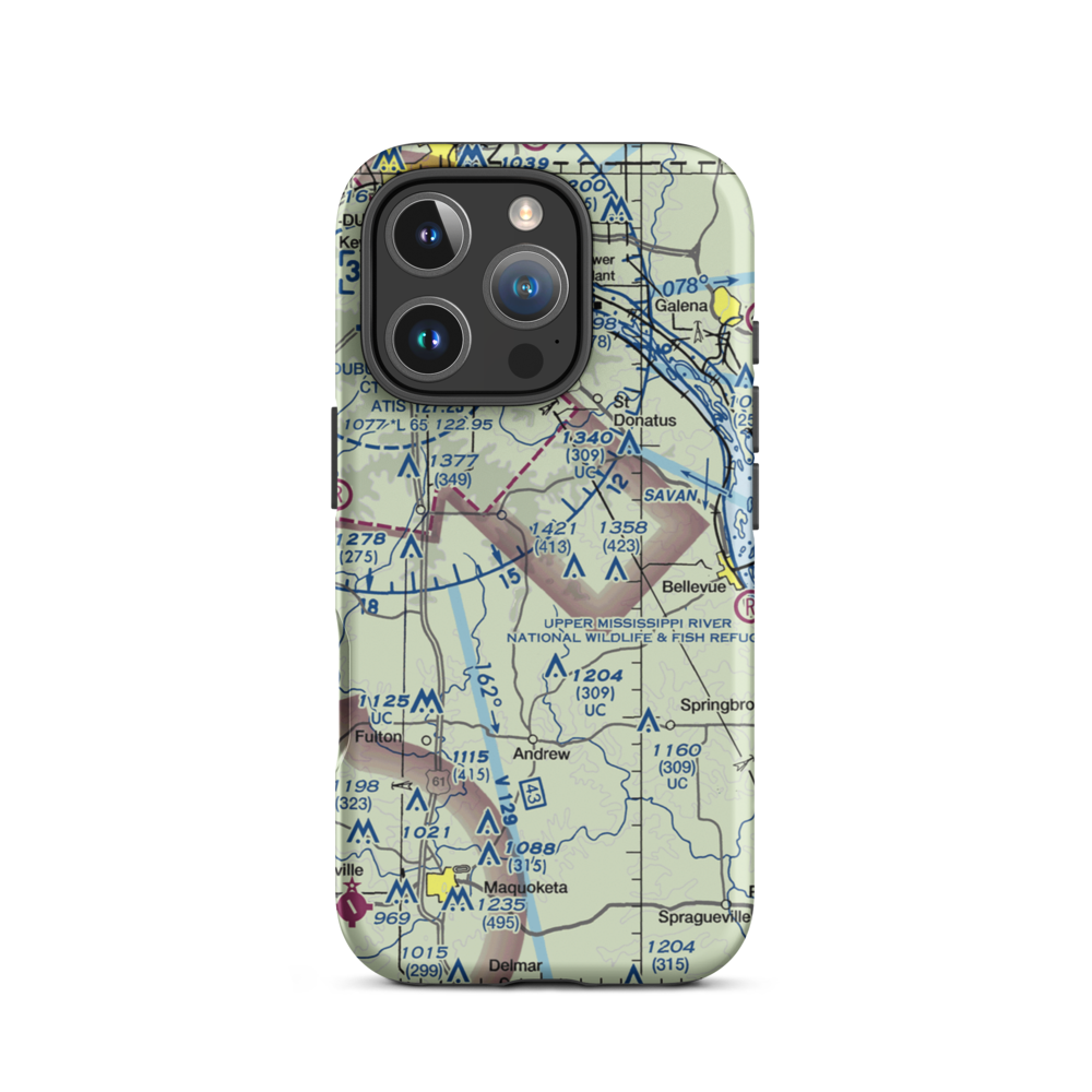 Hoff Airport (IA02) VFR Sectional  Tough iPhone Case iPhone 16 Pro model shown