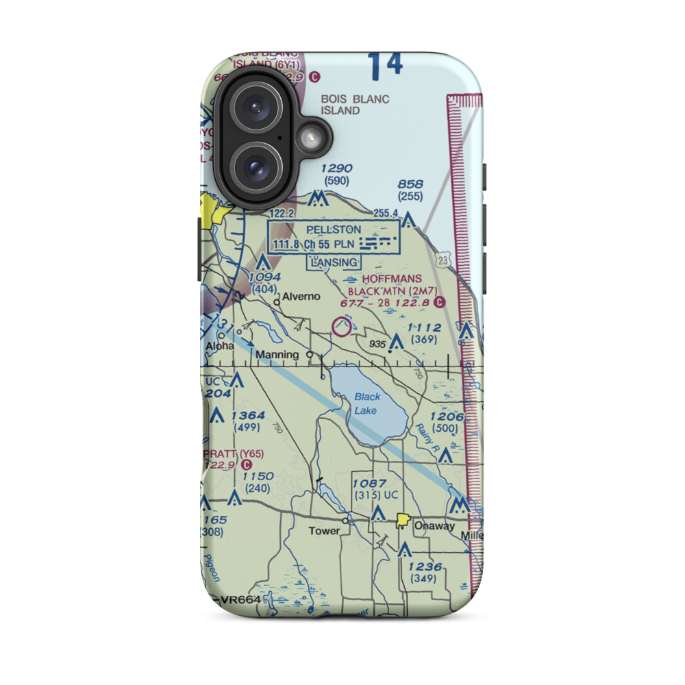 Hoffman's Black Mountain Aerodrome (2M7) VFR Sectional  Tough iPhone Case iPhone 16 Plus model shown