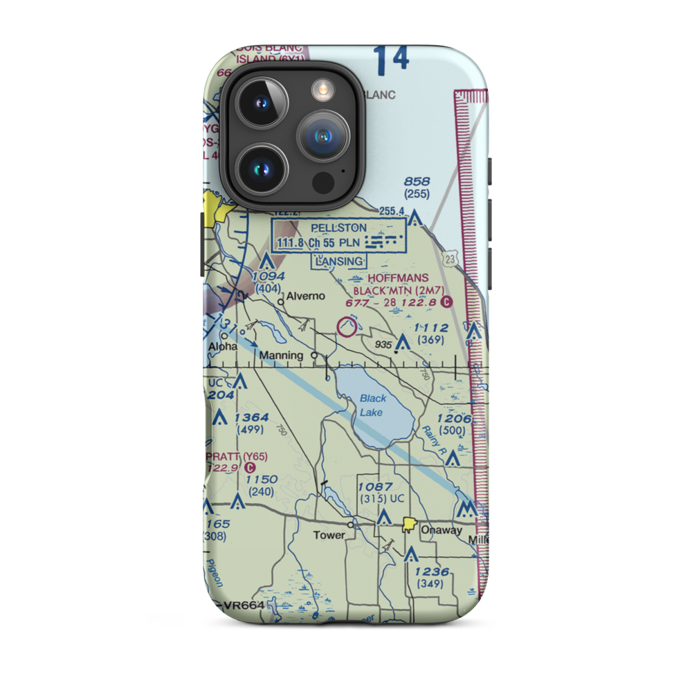 Hoffman's Black Mountain Aerodrome (2M7) VFR Sectional  Tough iPhone Case iPhone 16 Pro Max model shown