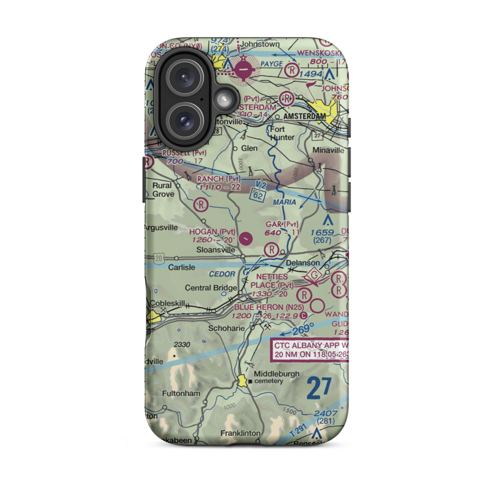Hogan Airport (NY05) VFR Sectional  Tough iPhone Case iPhone 16 Plus model shown