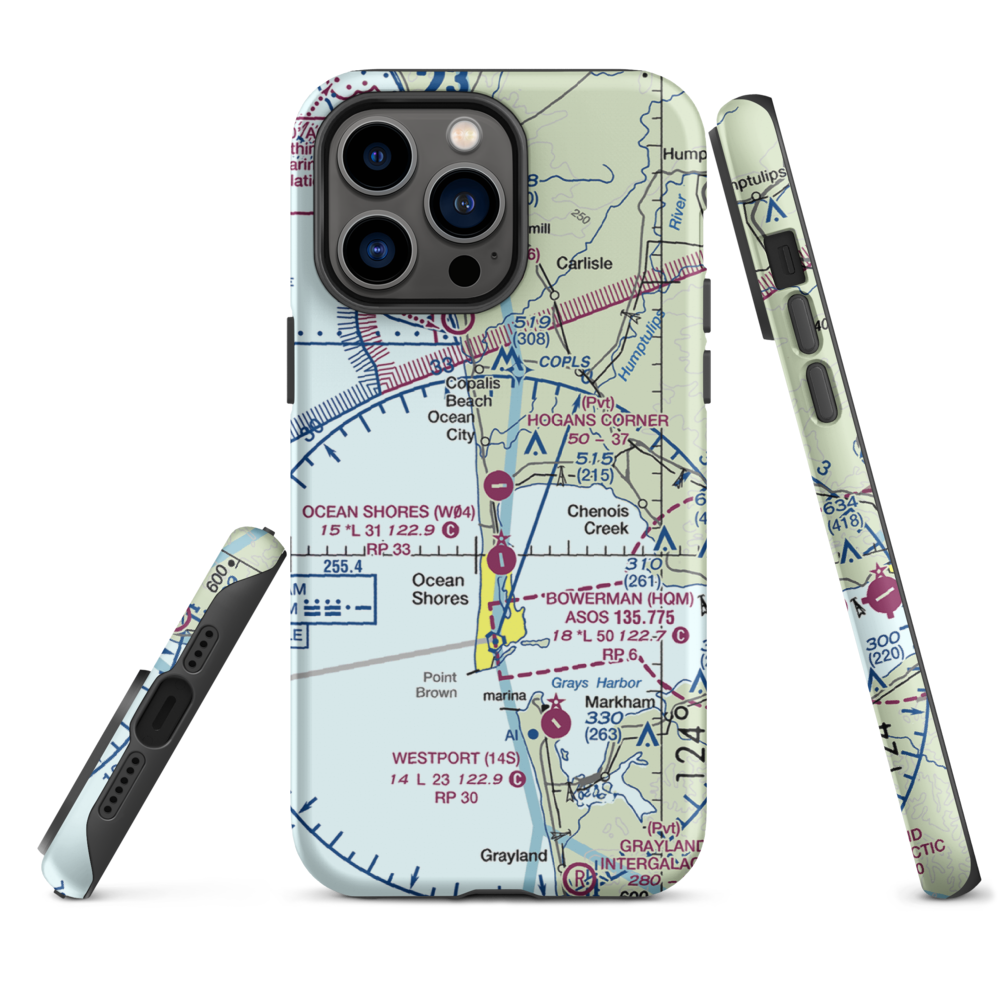 Hogan's Corner Airport (5WA8) VFR Sectional  Tough iPhone Case iPhone 14 Pro Max model shown