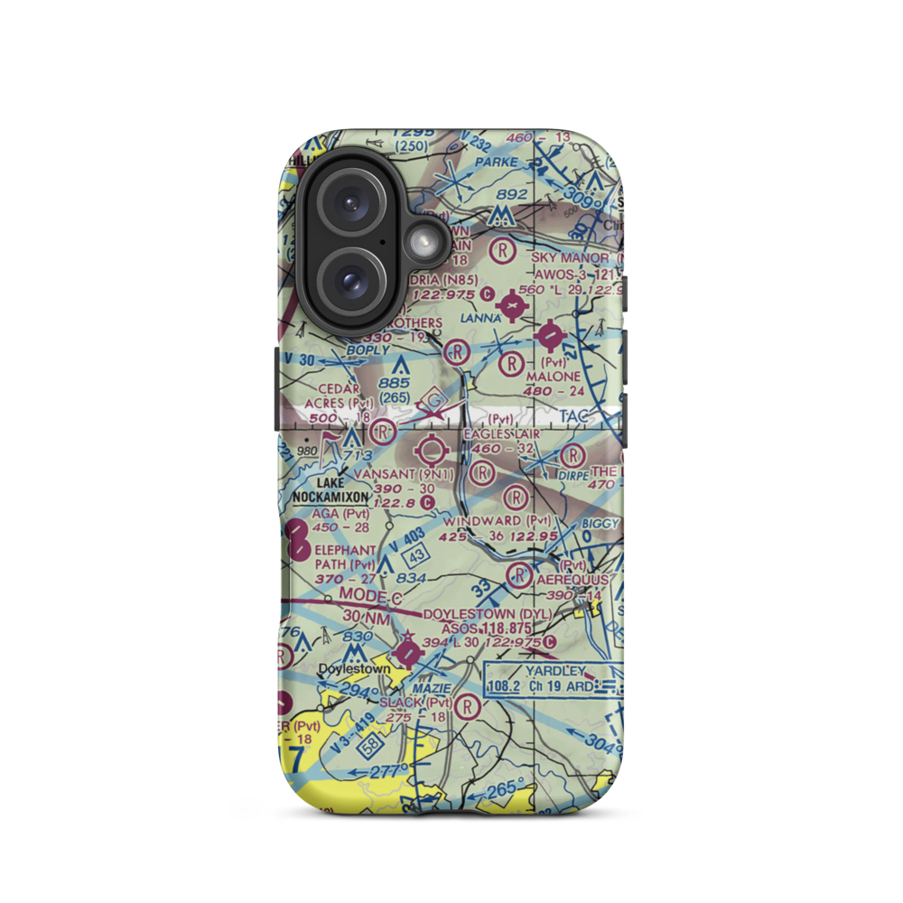 Hoge Farm Airport (56PA) VFR Sectional  Tough iPhone Case iPhone 16 model shown