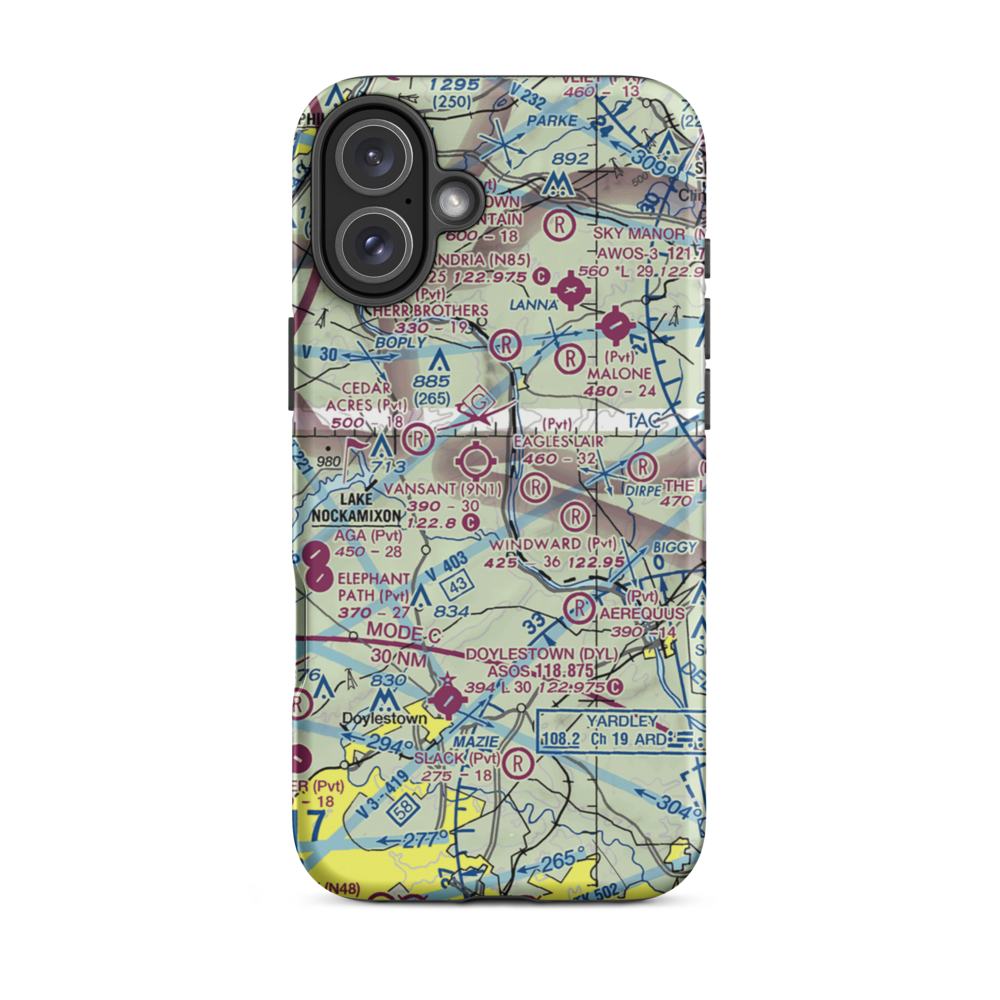 Hoge Farm Airport (56PA) VFR Sectional  Tough iPhone Case iPhone 16 Plus model shown
