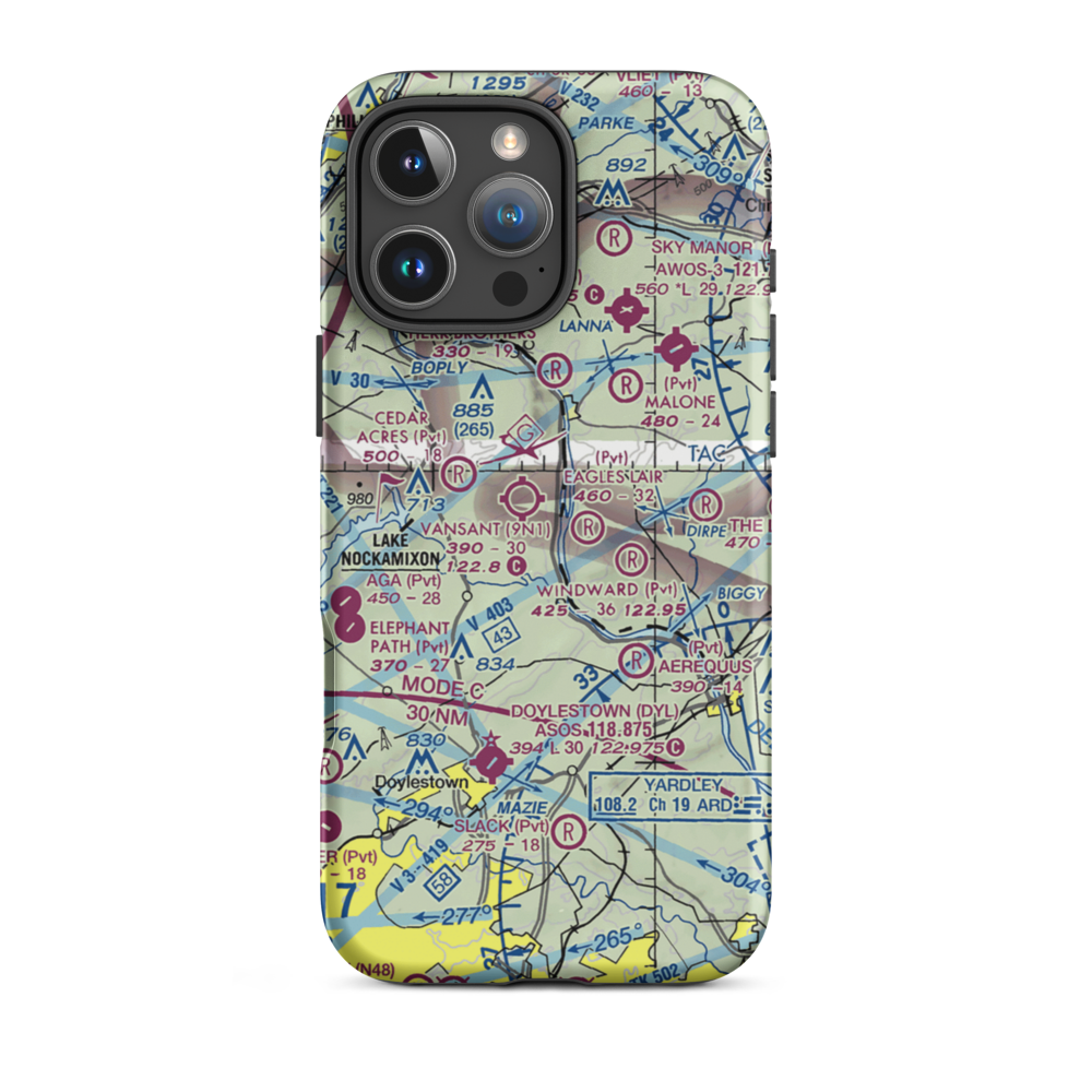 Hoge Farm Airport (56PA) VFR Sectional  Tough iPhone Case iPhone 16 Pro Max model shown