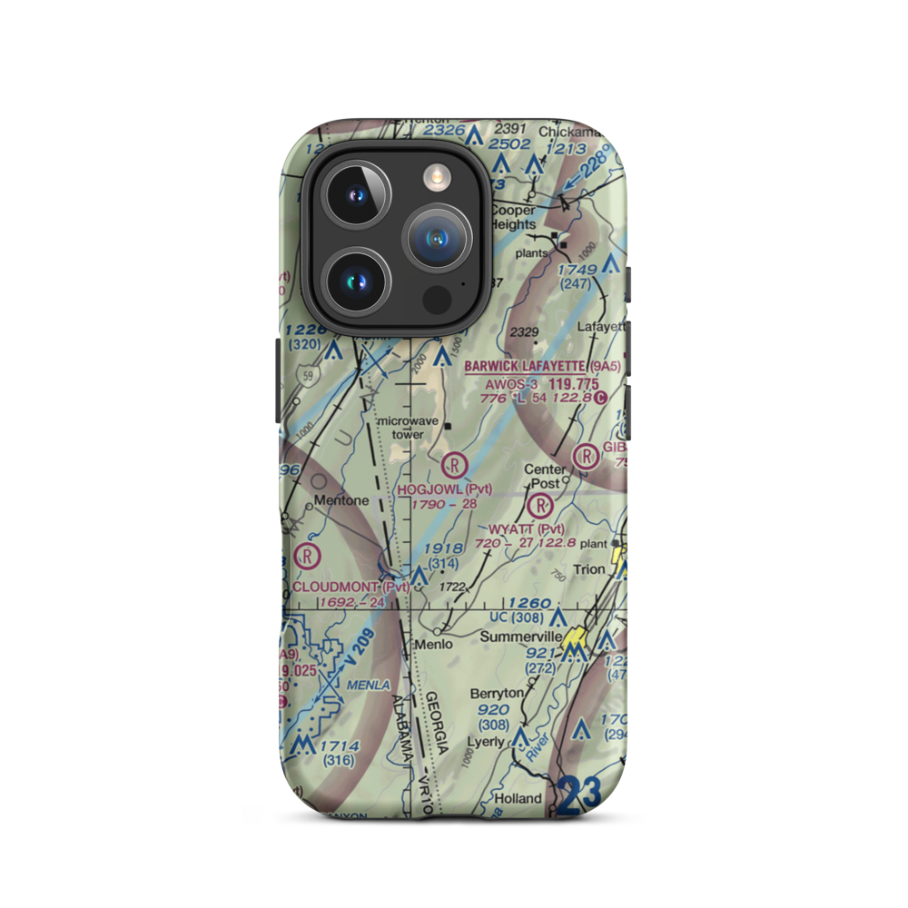 Hogjowl Airport (GE11) VFR Sectional  Tough iPhone Case iPhone 16 Pro model shown