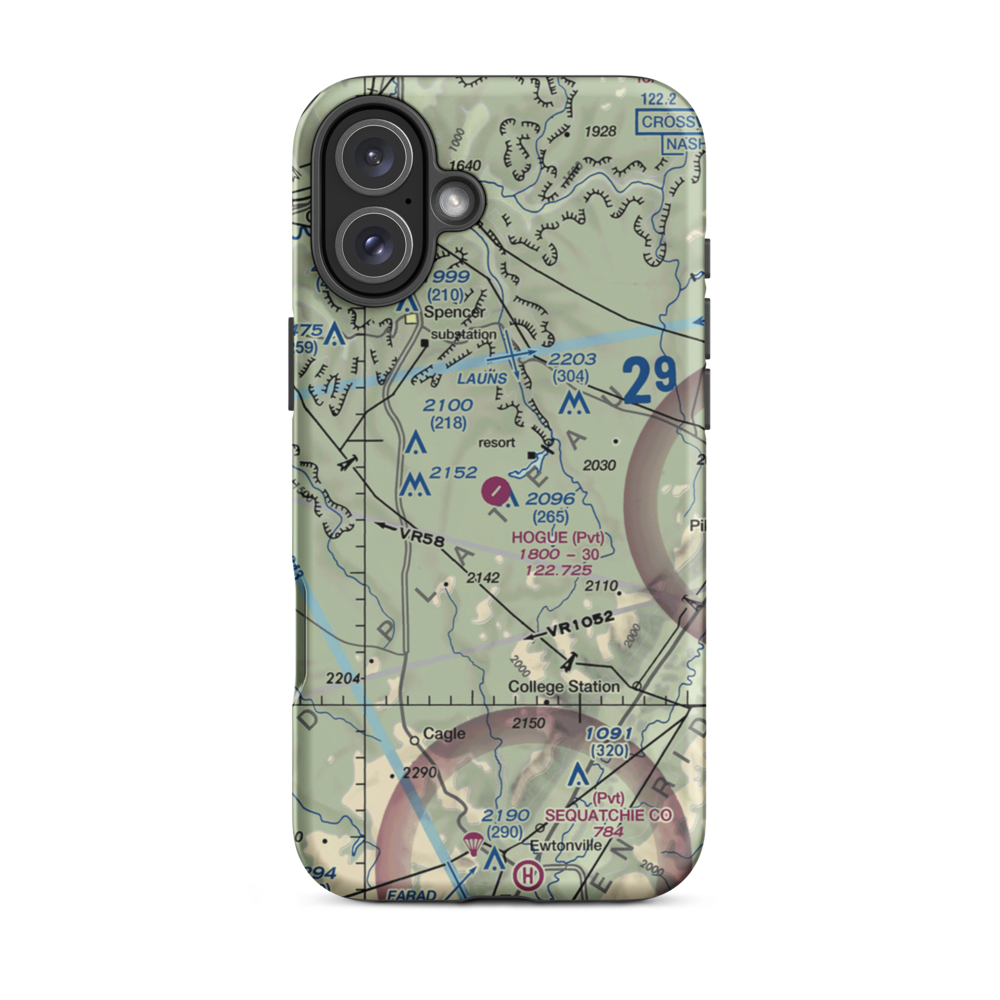 Hogue Airport (TN85) VFR Sectional  Tough iPhone Case iPhone 16 Plus model shown