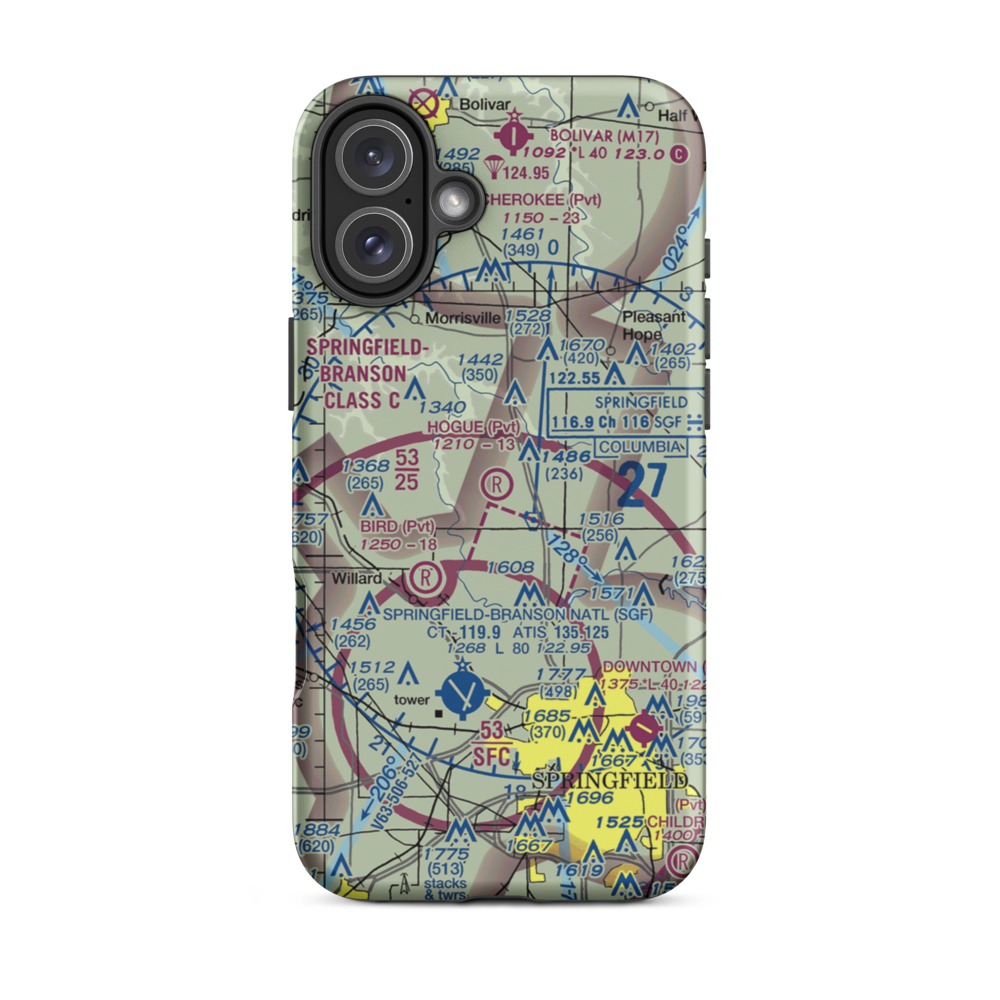 Hogue Farm Airport (09MO) VFR Sectional  Tough iPhone Case iPhone 16 Plus model shown