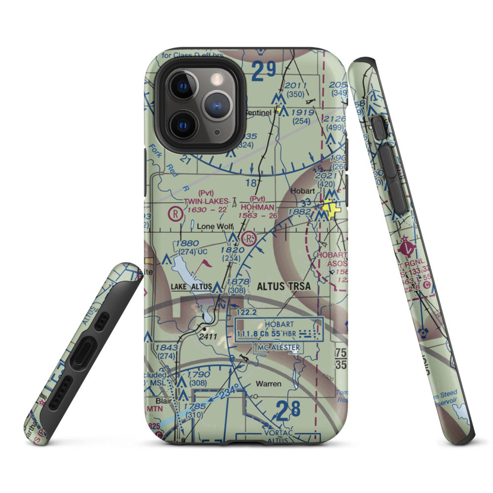 Hohman Airport (1OK5) VFR Sectional  Tough iPhone Case iPhone 11 Pro model shown