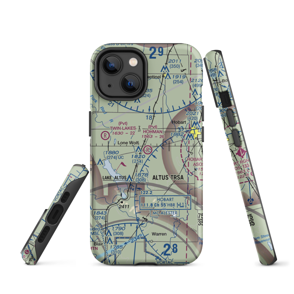 Hohman Airport (1OK5) VFR Sectional  Tough iPhone Case iPhone 14 model shown