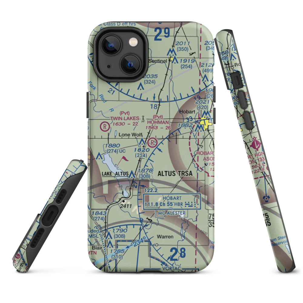 Hohman Airport (1OK5) VFR Sectional  Tough iPhone Case iPhone 14 Plus model shown