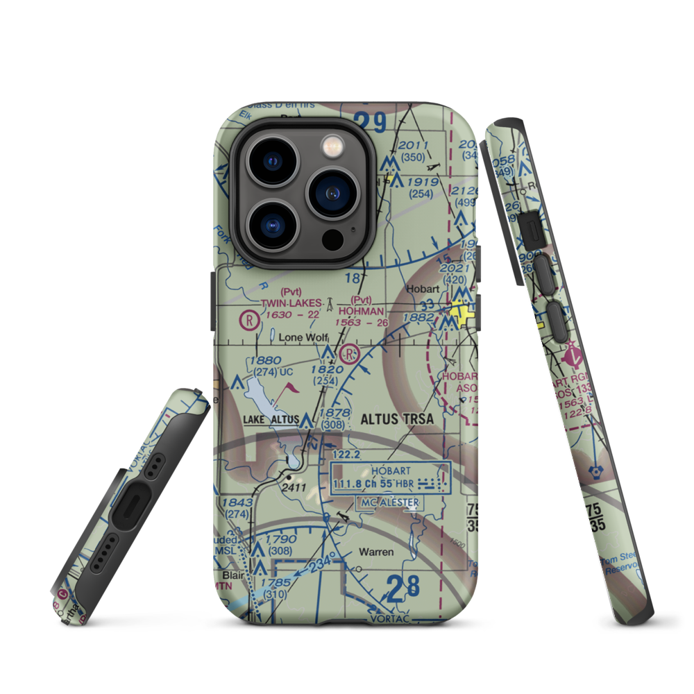 Hohman Airport (1OK5) VFR Sectional  Tough iPhone Case iPhone 14 Pro model shown