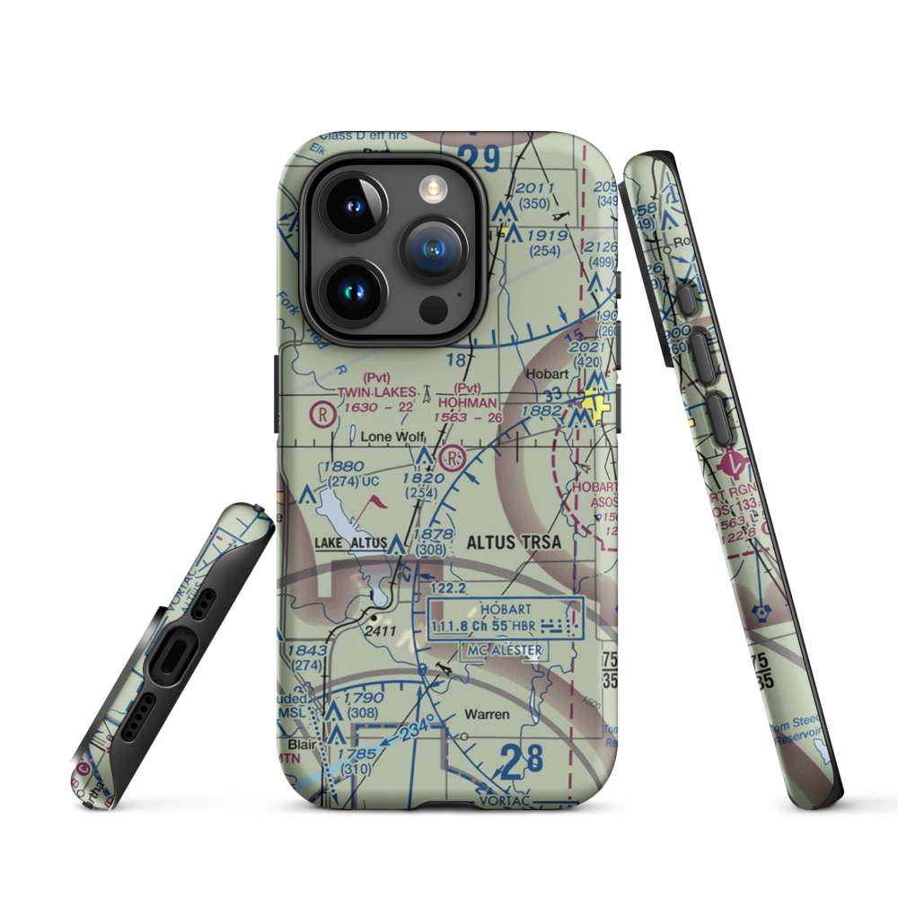 Hohman Airport (1OK5) VFR Sectional  Tough iPhone Case iPhone 15 Pro model shown