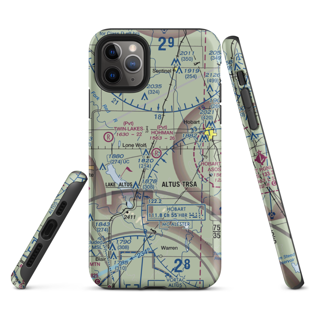 Hohman Airport (1OK5) VFR Sectional  Tough iPhone Case iPhone 11 Pro Max model shown
