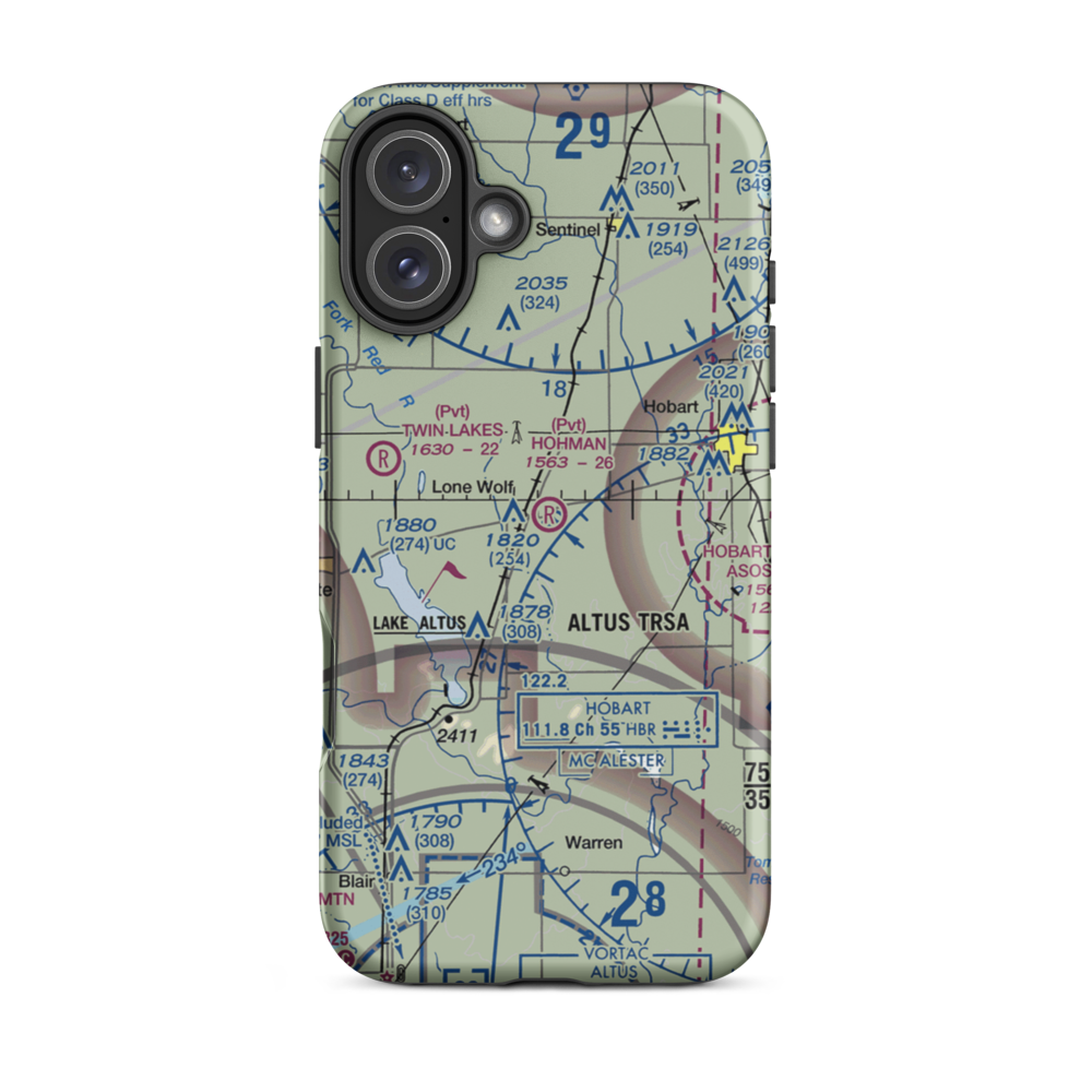Hohman Airport (1OK5) VFR Sectional  Tough iPhone Case iPhone 16 Plus model shown