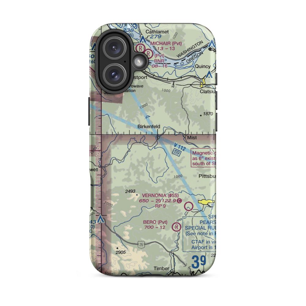 Holce & Oblack Airport (6OR8) VFR Sectional  Tough iPhone Case iPhone 16 Plus model shown