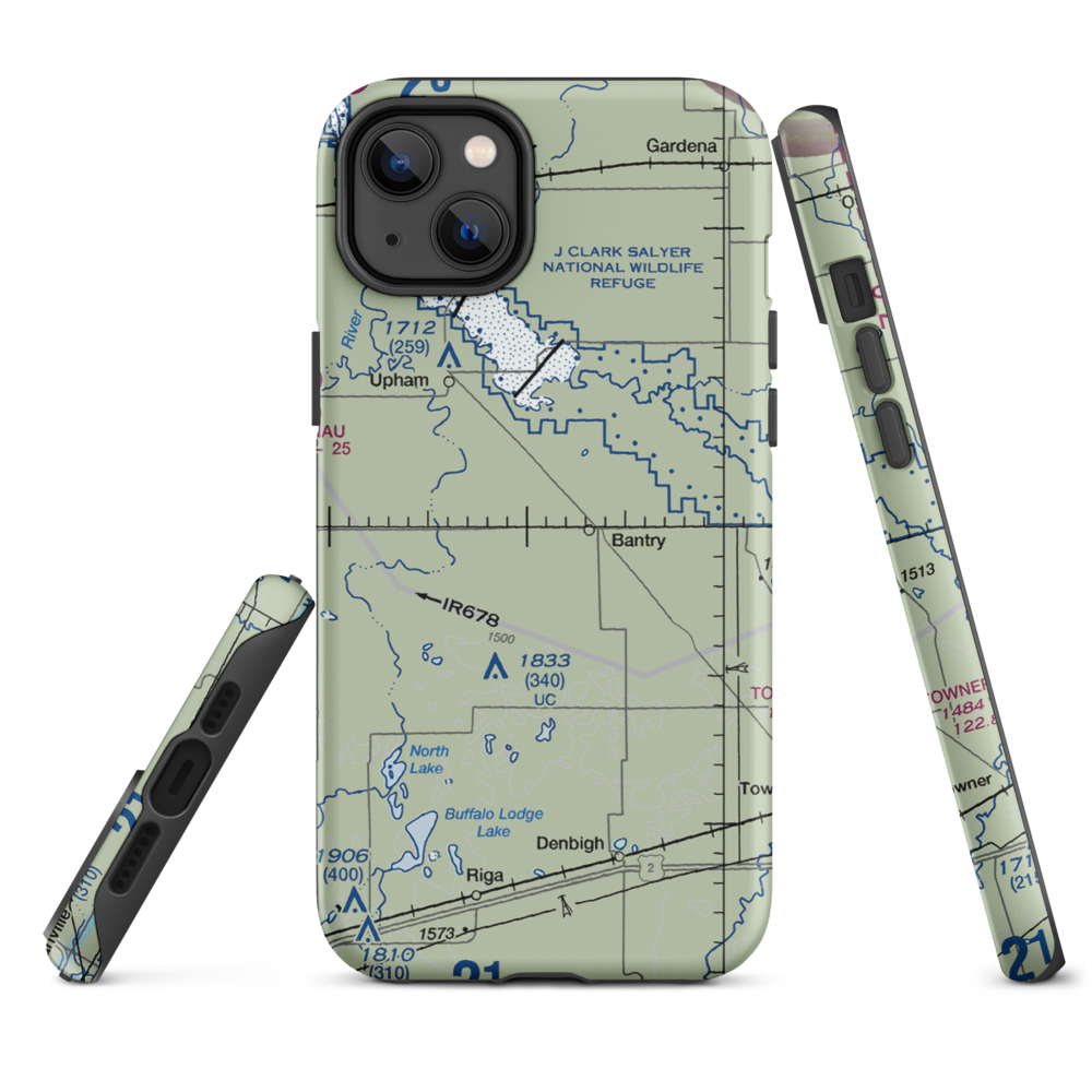 Holen Aerial Spray Airstrip (NA25) VFR Sectional  Tough iPhone Case iPhone 14 Plus model shown