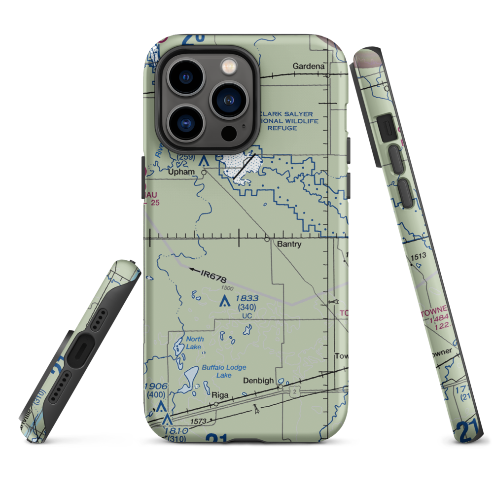 Holen Aerial Spray Airstrip (NA25) VFR Sectional  Tough iPhone Case iPhone 14 Pro Max model shown