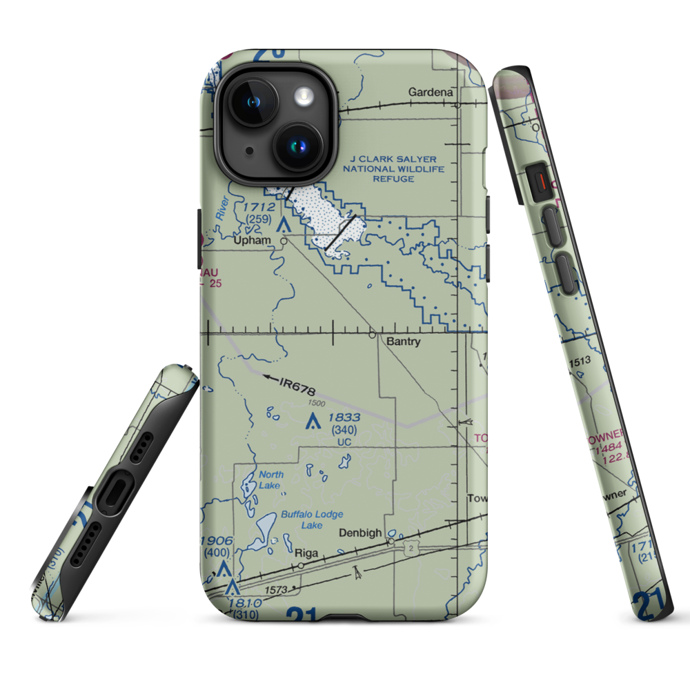 Holen Aerial Spray Airstrip (NA25) VFR Sectional  Tough iPhone Case iPhone 15 Plus model shown