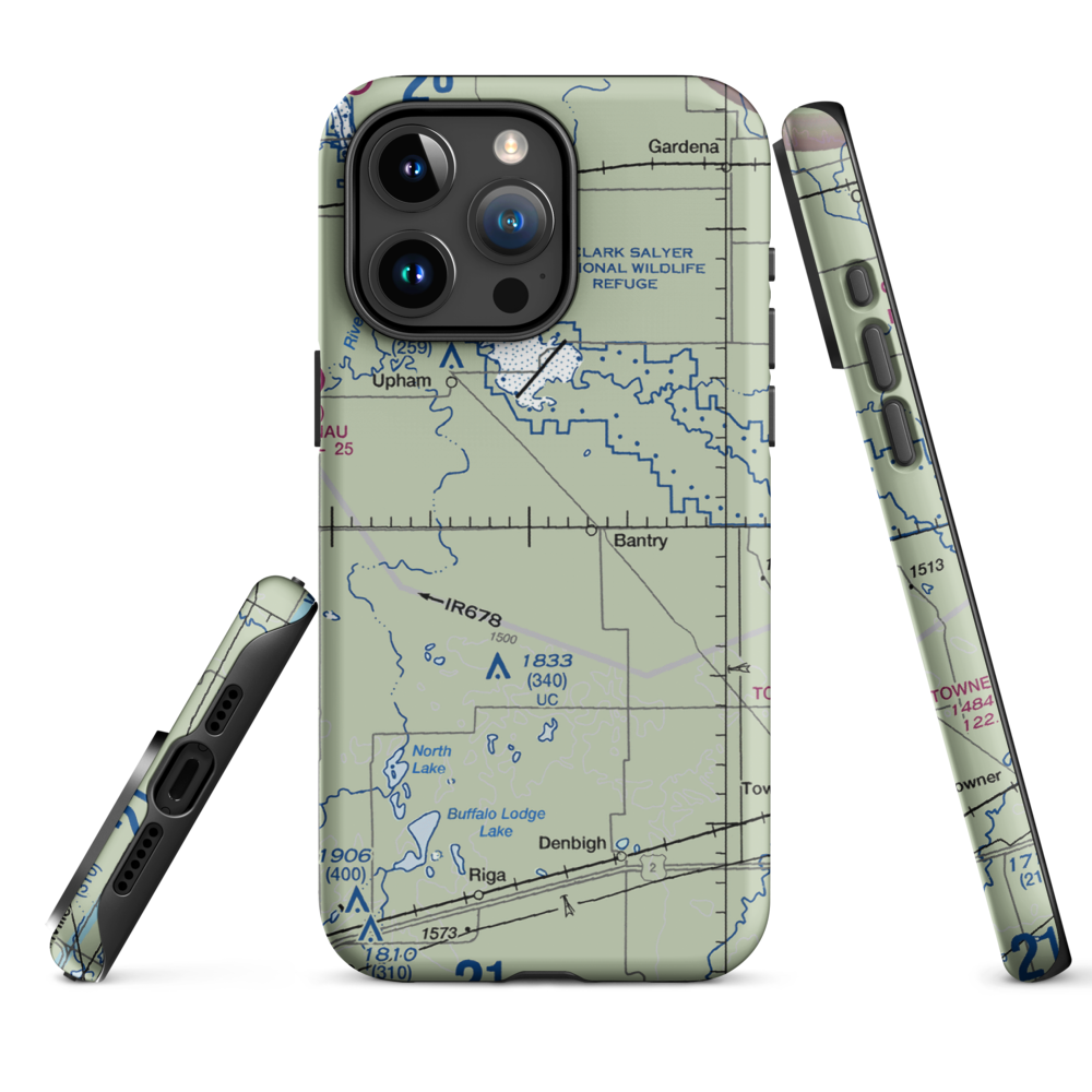 Holen Aerial Spray Airstrip (NA25) VFR Sectional  Tough iPhone Case iPhone 15 Pro Max model shown
