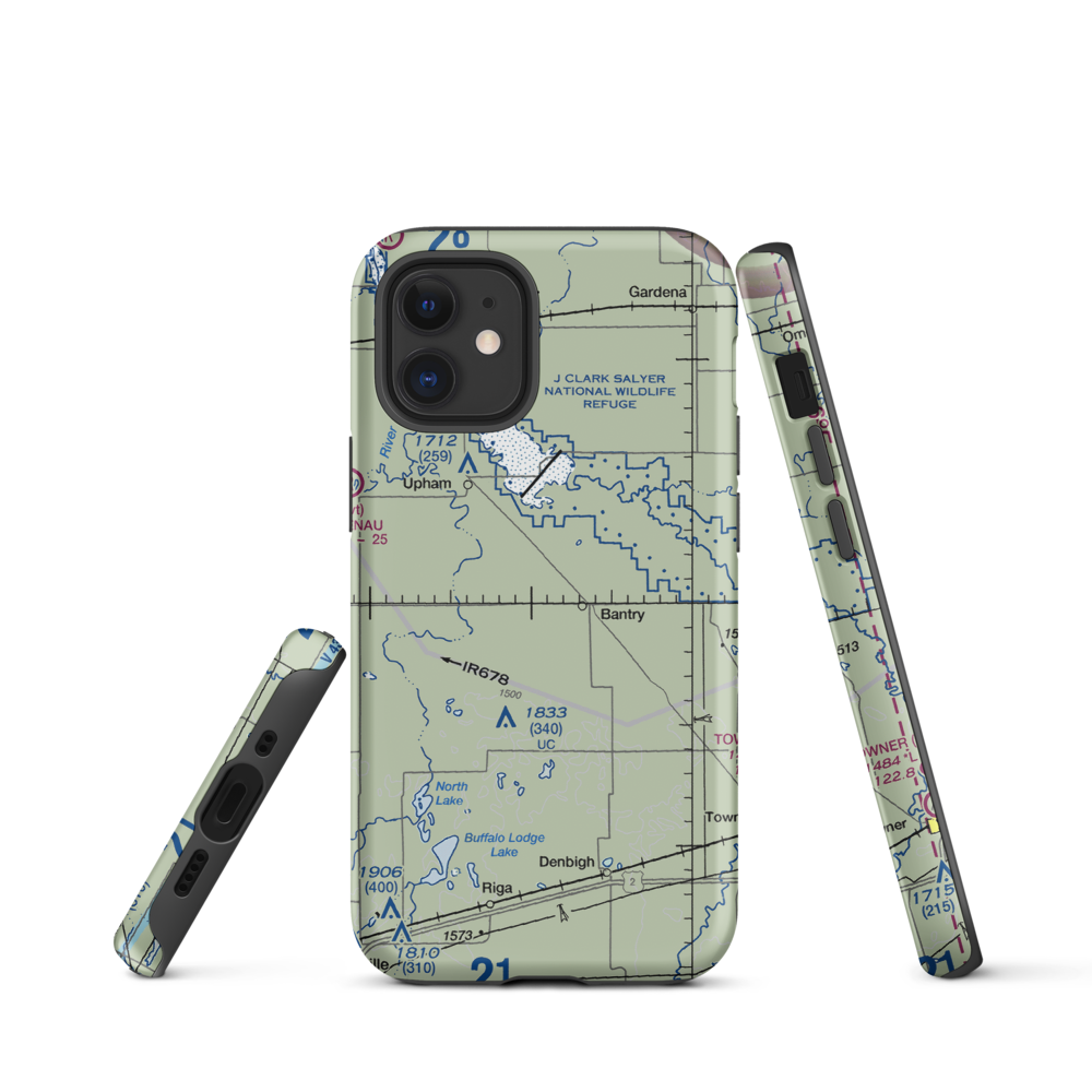 Holen Aerial Spray Airstrip (NA25) VFR Sectional  Tough iPhone Case iPhone 12 mini model shown