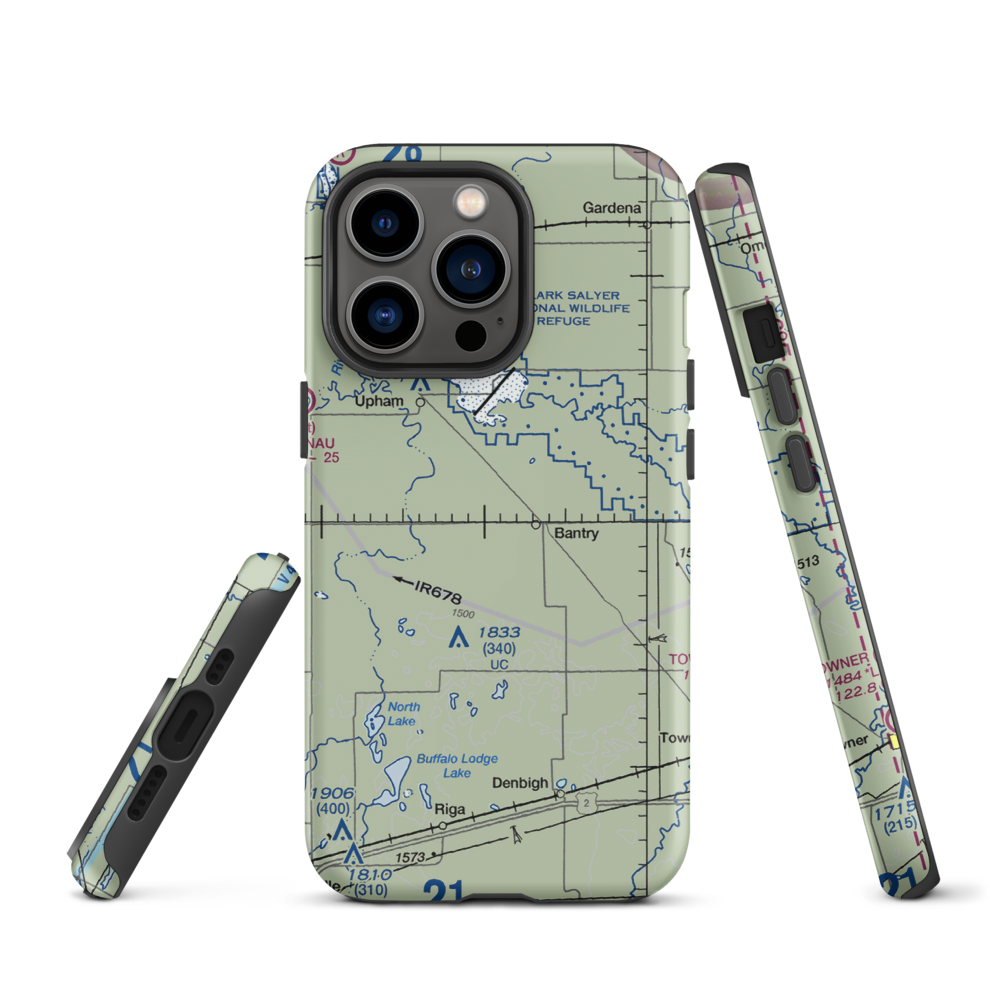 Holen Aerial Spray Airstrip (NA25) VFR Sectional  Tough iPhone Case iPhone 13 Pro model shown