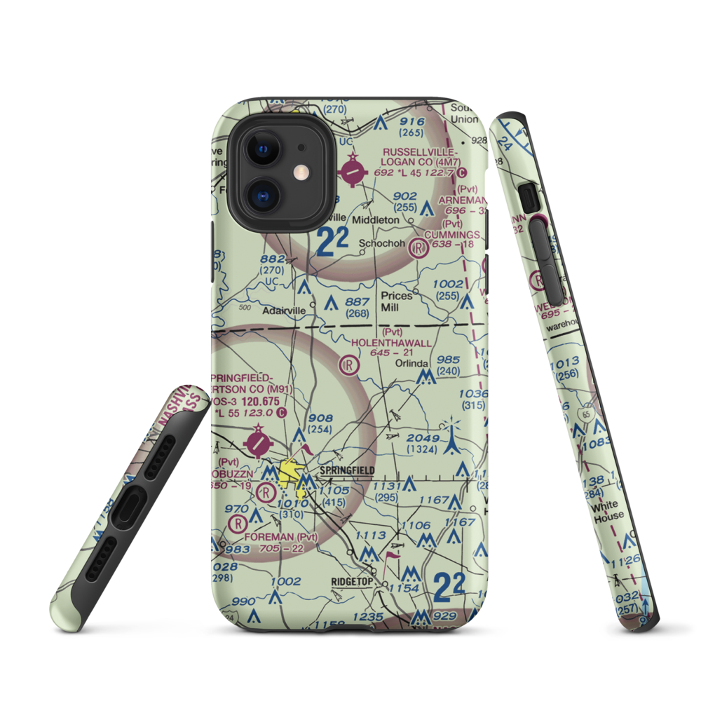 Holenthawall Airport (3TN9) VFR Sectional  Tough iPhone Case iPhone 11 model shown