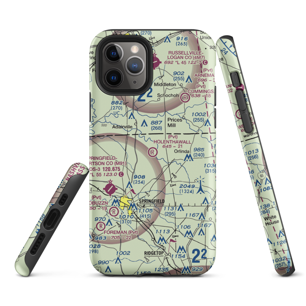 Holenthawall Airport (3TN9) VFR Sectional  Tough iPhone Case iPhone 11 Pro model shown