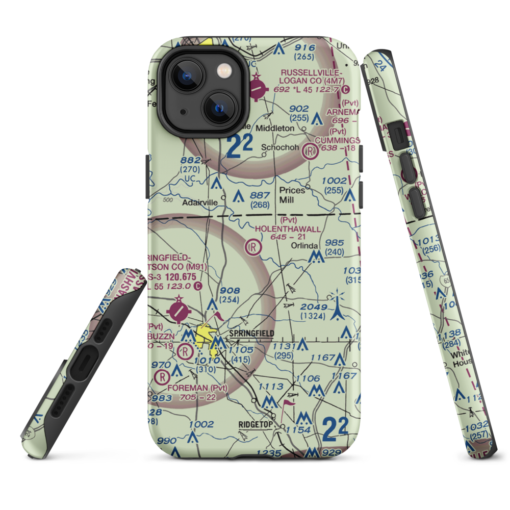 Holenthawall Airport (3TN9) VFR Sectional  Tough iPhone Case iPhone 14 Plus model shown
