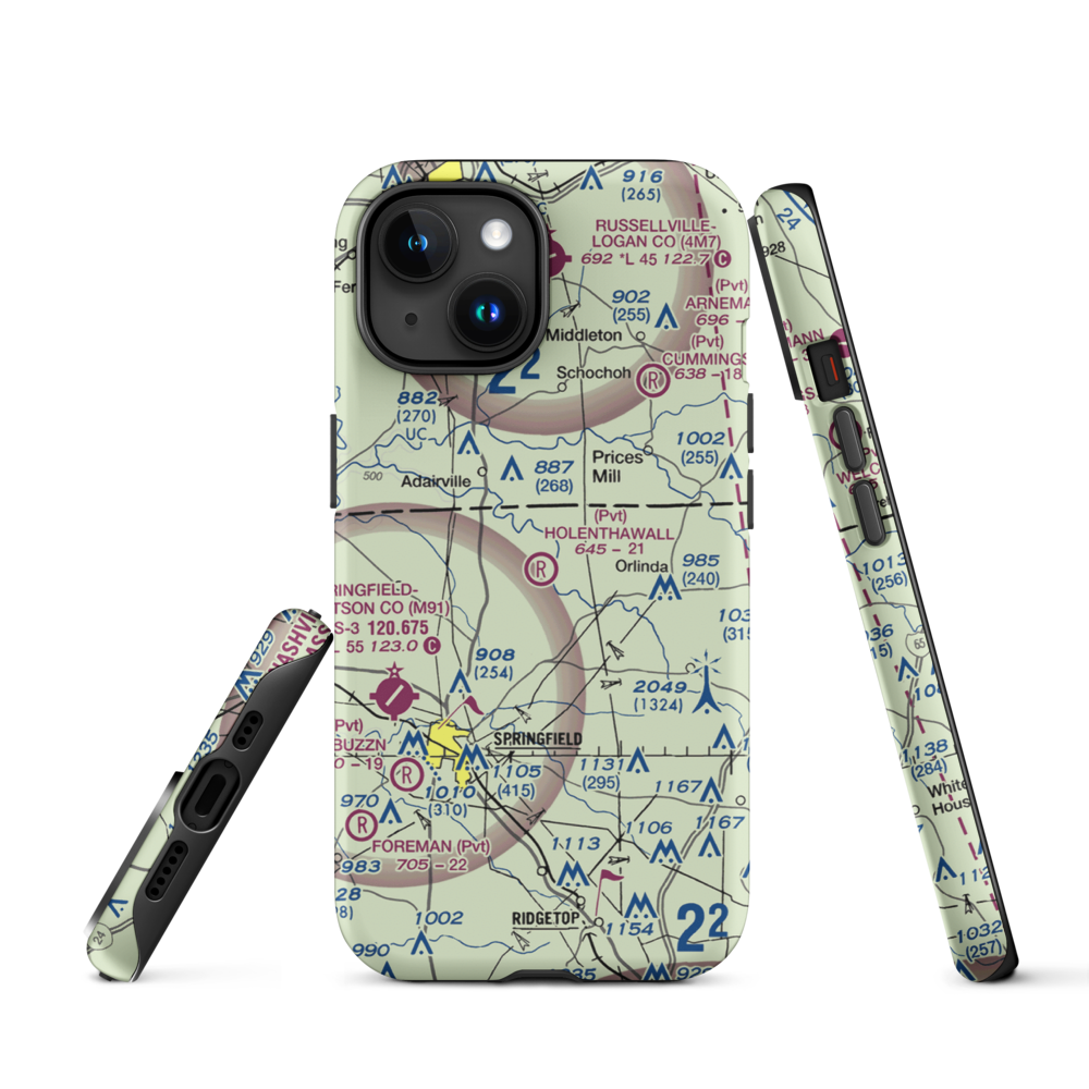 Holenthawall Airport (3TN9) VFR Sectional  Tough iPhone Case iPhone 15 model shown