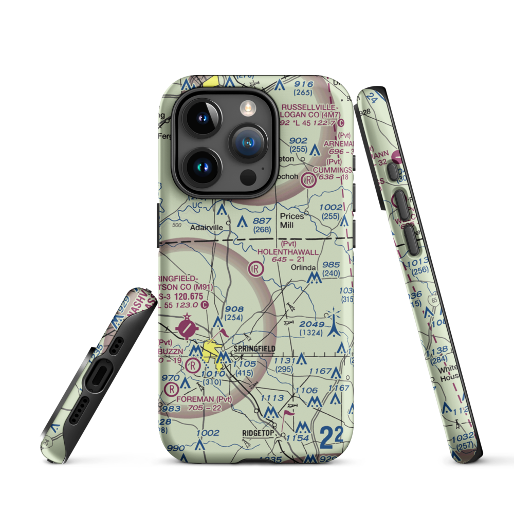 Holenthawall Airport (3TN9) VFR Sectional  Tough iPhone Case iPhone 15 Pro model shown