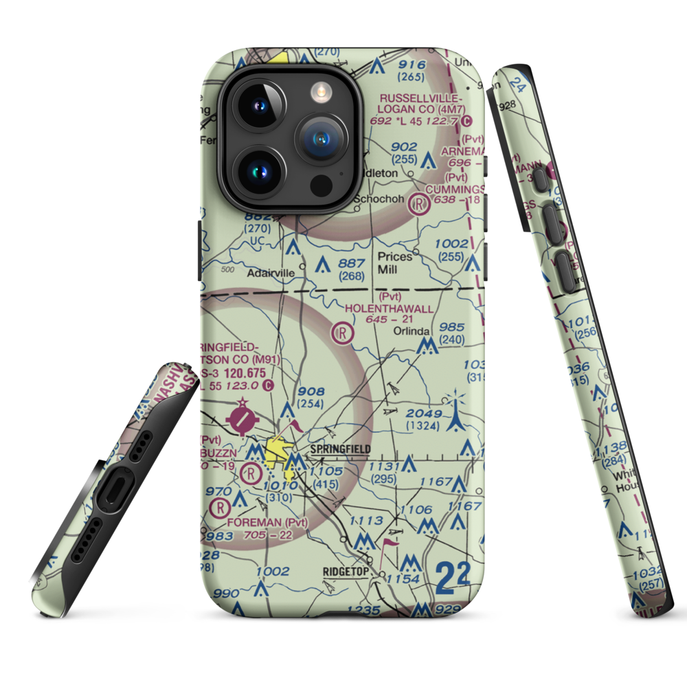 Holenthawall Airport (3TN9) VFR Sectional  Tough iPhone Case iPhone 15 Pro Max model shown