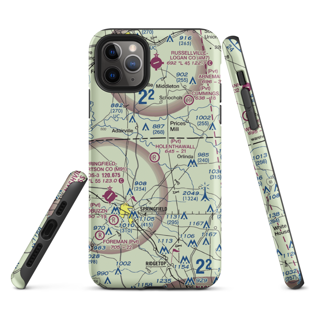 Holenthawall Airport (3TN9) VFR Sectional  Tough iPhone Case iPhone 11 Pro Max model shown