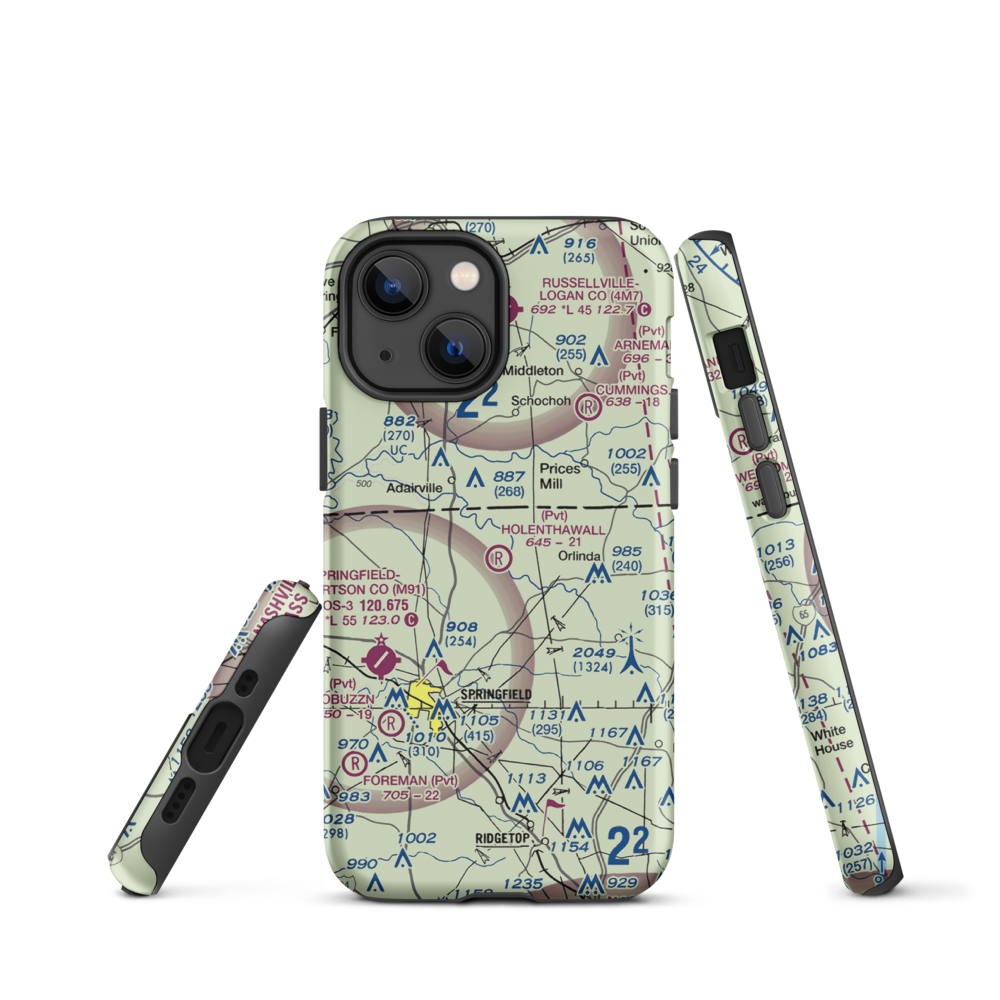 Holenthawall Airport (3TN9) VFR Sectional  Tough iPhone Case iPhone 13 mini model shown