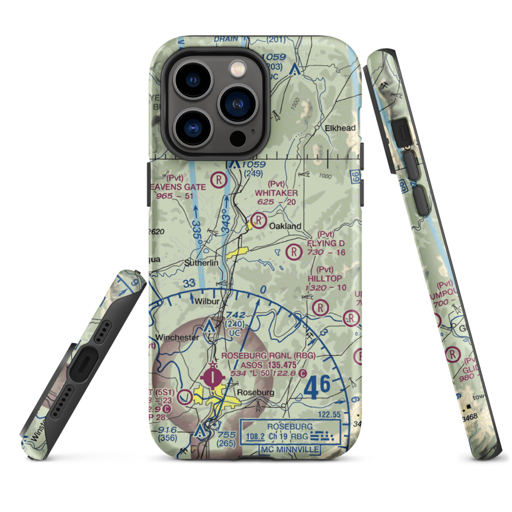Holiday Sky Ranch Airport (11OR) VFR Sectional  Tough iPhone Case iPhone 14 Pro Max model shown