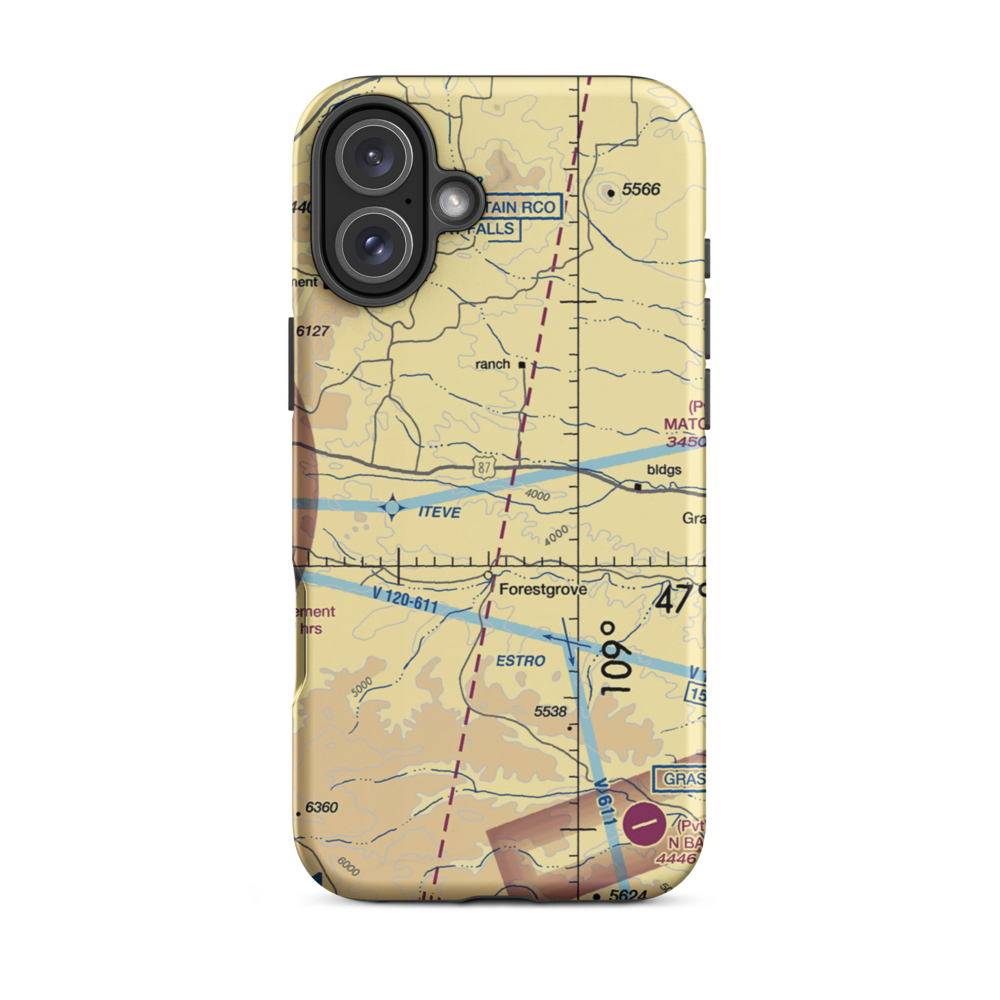 Holland Ranch Airport (14MT) VFR Sectional  Tough iPhone Case iPhone 16 Plus model shown