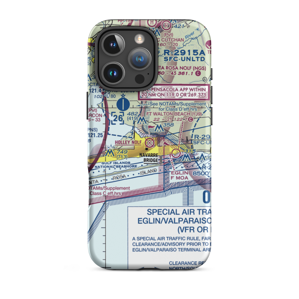 Holley Nolf Airport (NKL) VFR Sectional  Tough iPhone Case iPhone 16 Pro Max model shown