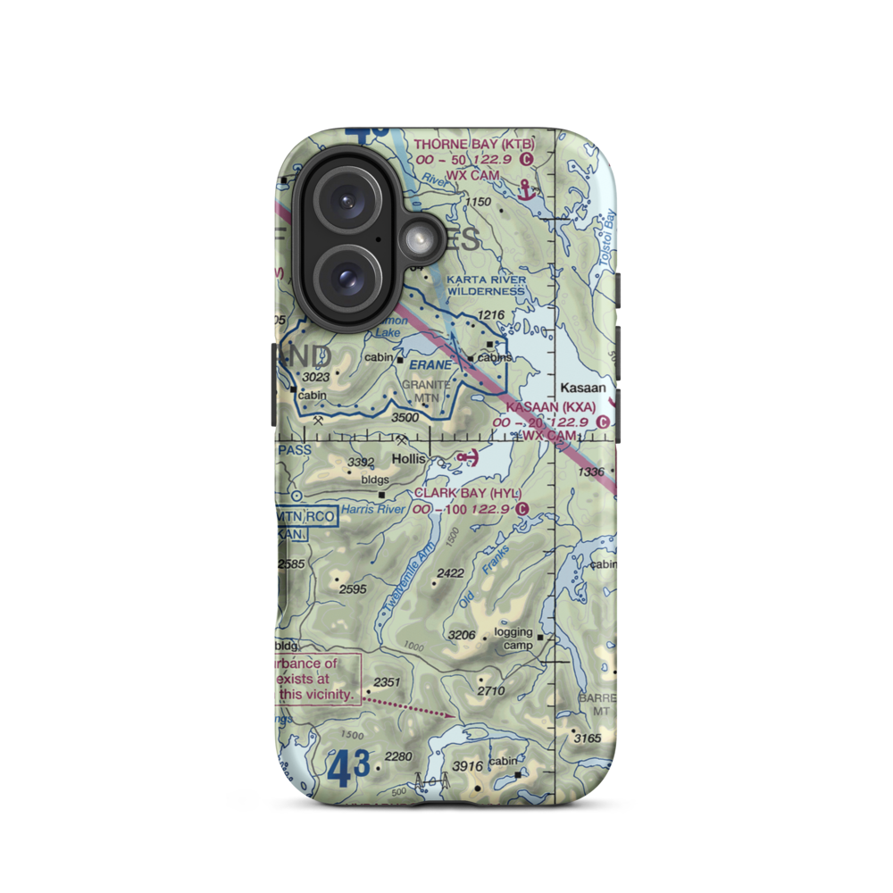 Hollis Clark Bay Seaplane Base (HYL) VFR Sectional  Tough iPhone Case iPhone 16 model shown
