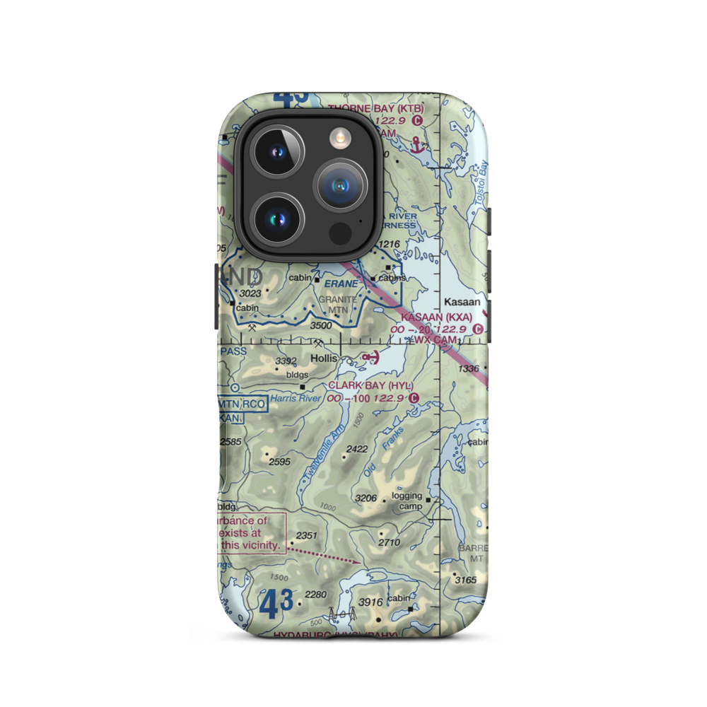 Hollis Clark Bay Seaplane Base (HYL) VFR Sectional  Tough iPhone Case iPhone 16 Pro model shown
