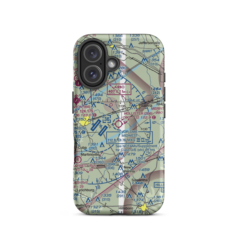 Hollister Field (2B6) VFR Sectional  Tough iPhone Case iPhone 16 model shown
