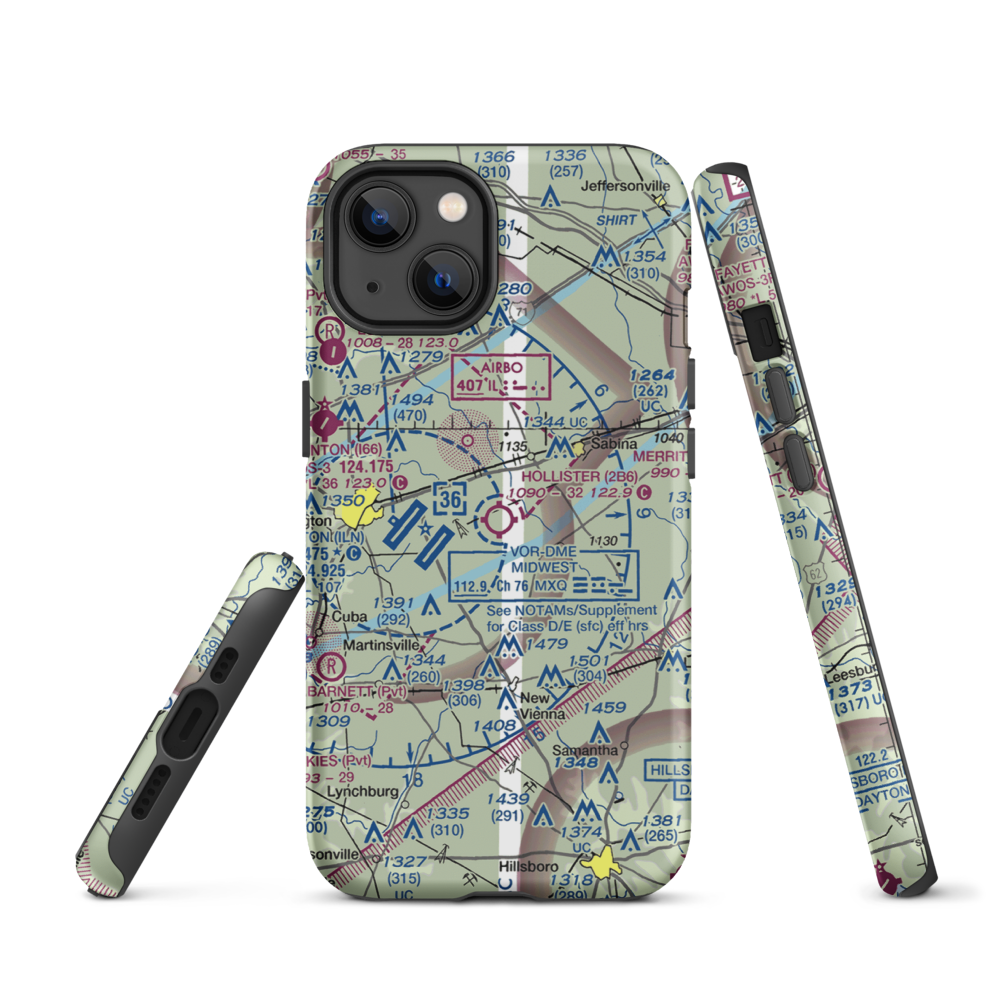 Hollister Field (2B6) VFR Sectional  Tough iPhone Case iPhone 13 model shown