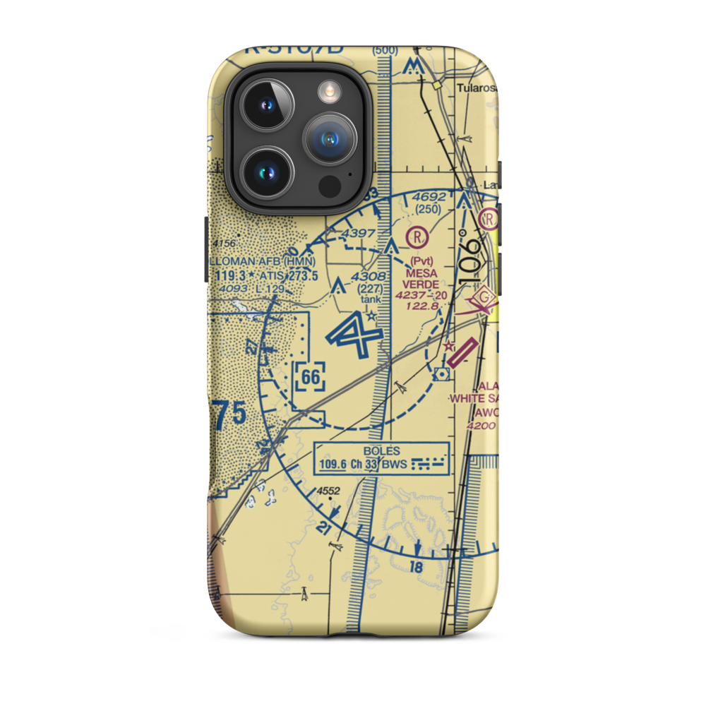 Holloman Air Force Base (HMN) VFR Sectional  Tough iPhone Case iPhone 16 Pro Max model shown
