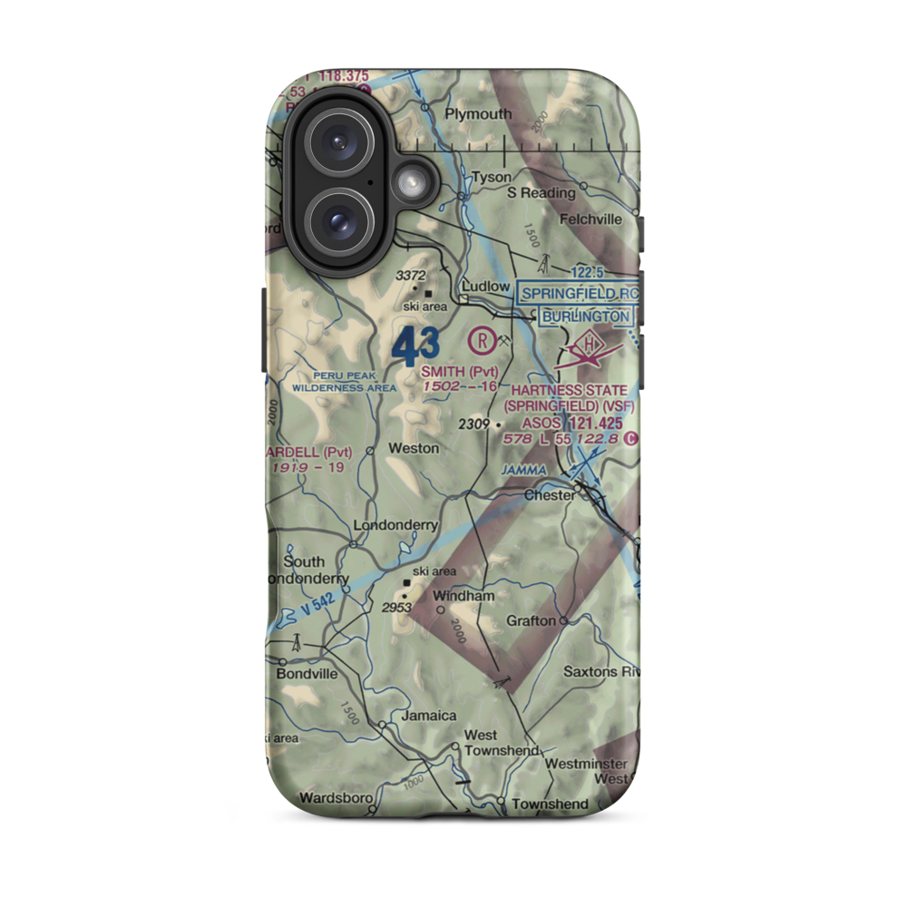 Holloway Airport (VT13) VFR Sectional  Tough iPhone Case iPhone 16 Plus model shown