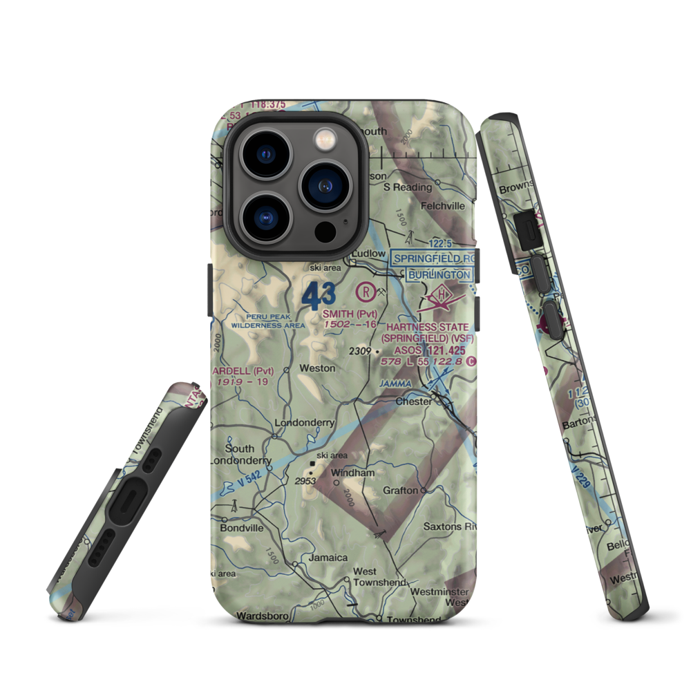 Holloway Airport (VT13) VFR Sectional  Tough iPhone Case iPhone 13 Pro model shown