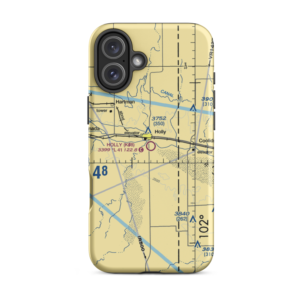 Holly Airport (K08) VFR Sectional  Tough iPhone Case iPhone 16 Plus model shown