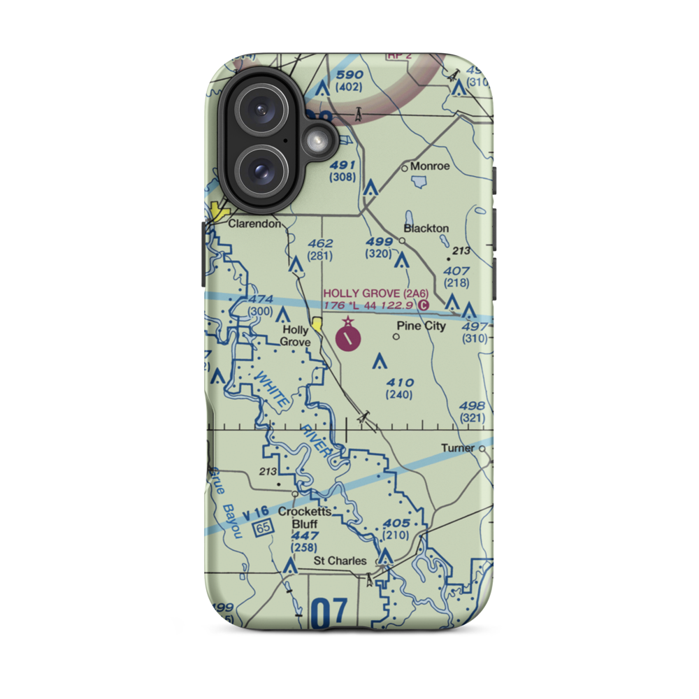 Holly Grove Municipal Airport (2A6) VFR Sectional  Tough iPhone Case iPhone 16 Plus model shown