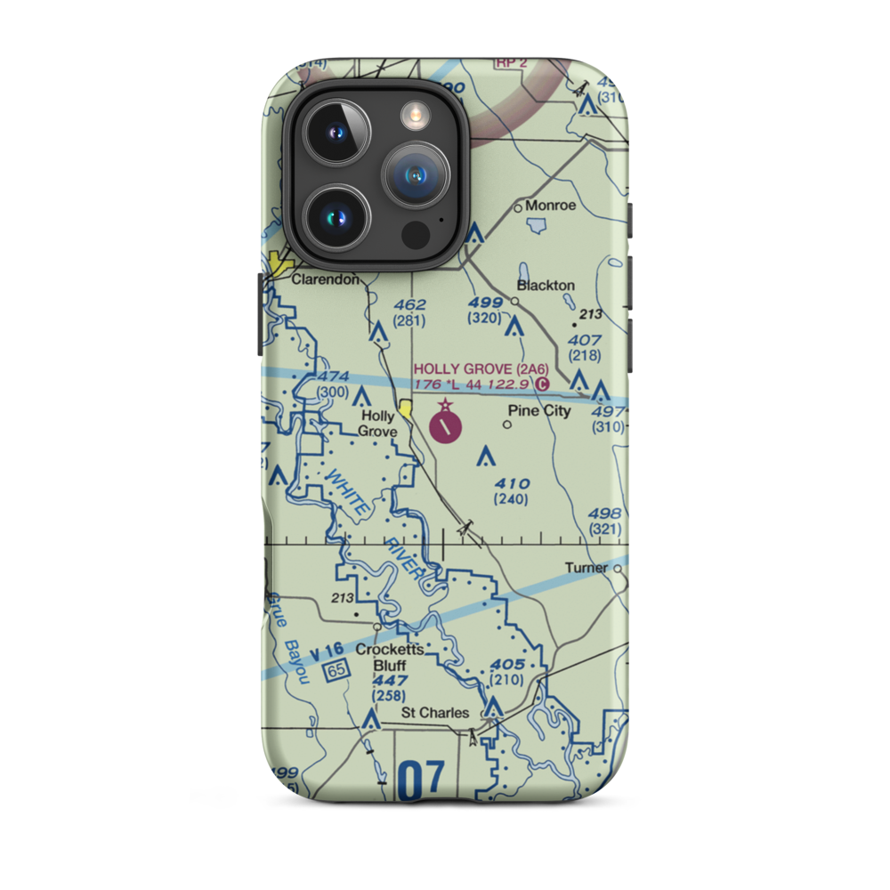 Holly Grove Municipal Airport (2A6) VFR Sectional  Tough iPhone Case iPhone 16 Pro Max model shown