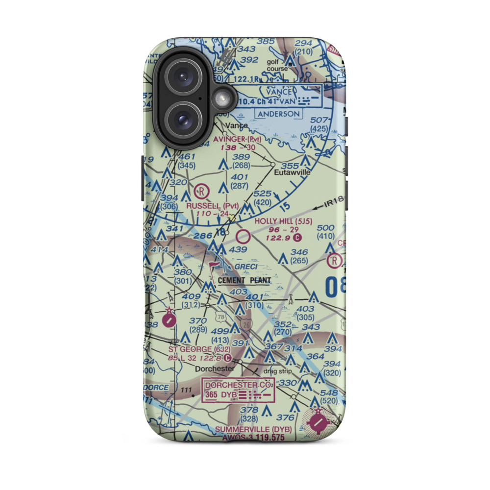 Holly Hill Airport (5J5) VFR Sectional  Tough iPhone Case iPhone 16 Plus model shown